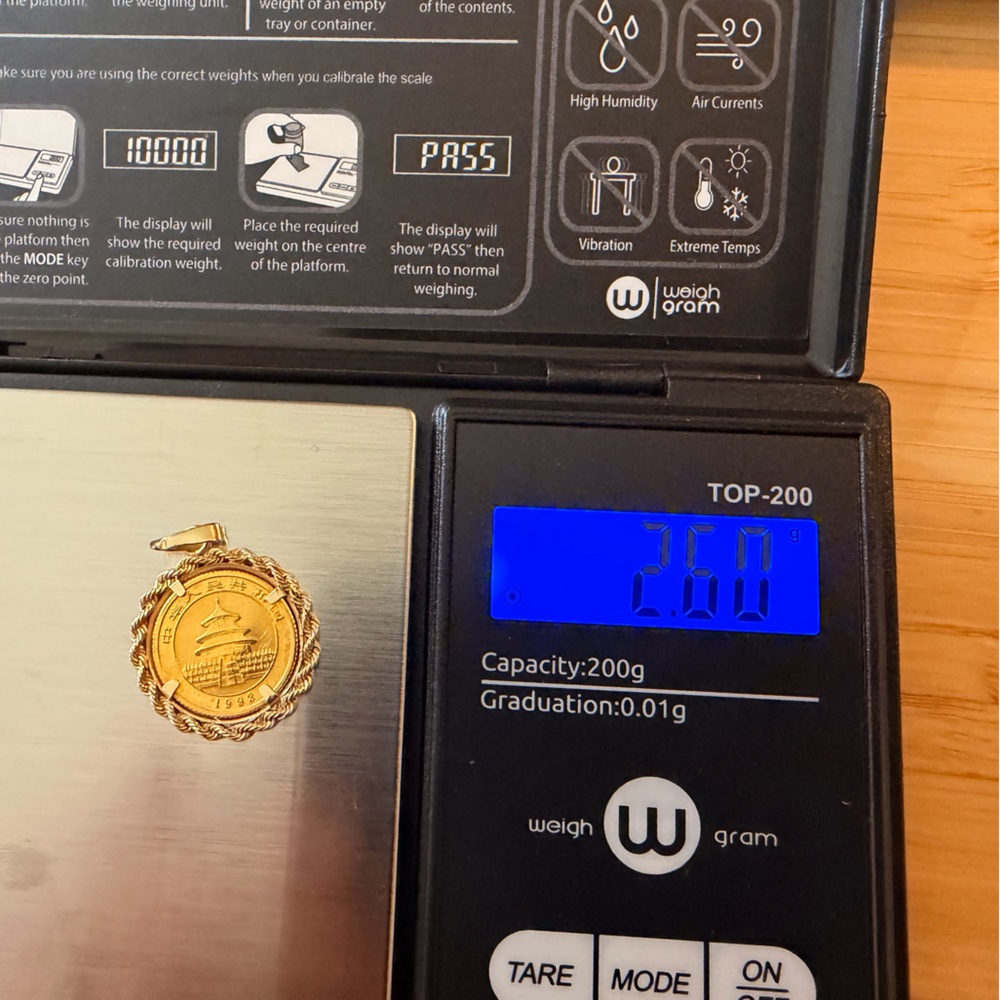 14K Gold Chinese Panda Diamond Cut Coin Bezel - Picture 6 of 7